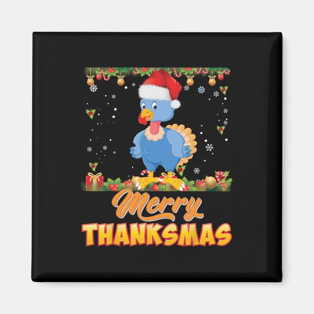 Merry Thanksmas Turkey Santa Elf Erntedank Chri Magnet (Vorne)