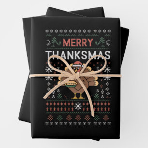 Merry Thanksmas Weihnachts-Erntedank Türkei Geschenkpapier Set