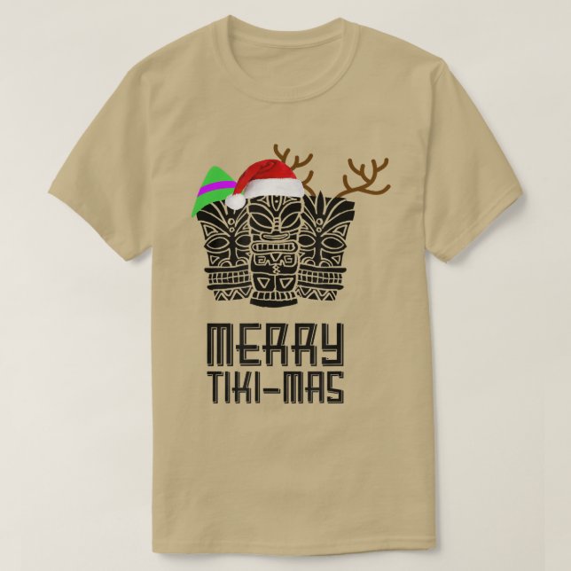 Merry TikiMas Christmas , Weihnachtsmannmütze Tiki T-Shirt (Design vorne)