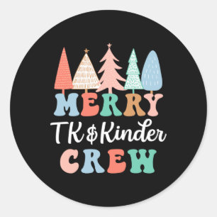Merry TK und Kinder Crew Kindergarten Lehrerin Chr Runder Aufkleber