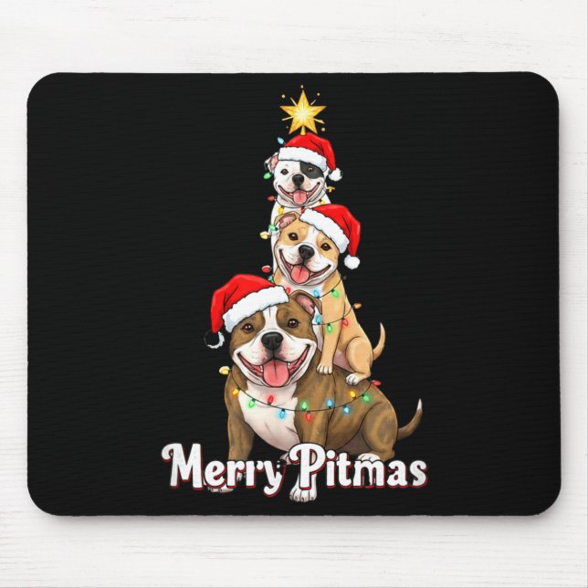 Merry Tmas Tbull Christmas Theme For Festive Dog L Mousepad (Vorne)