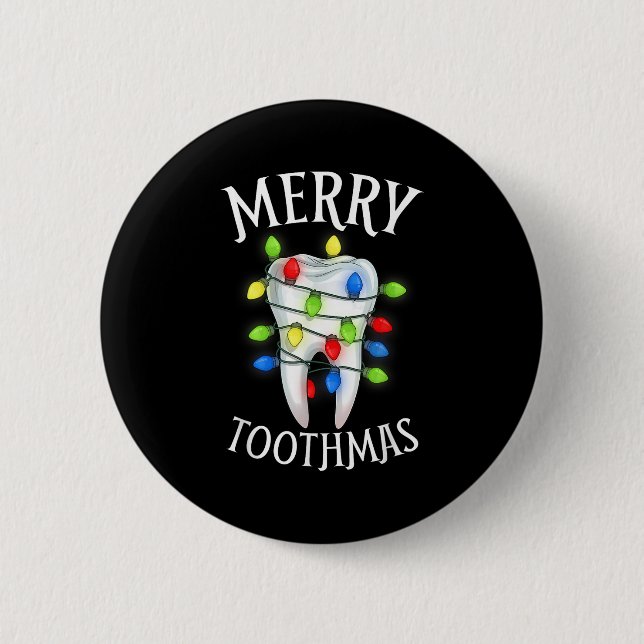 Merry Toothmas Christmas Light Molar Tooth Hygieni Button (Vorderseite)