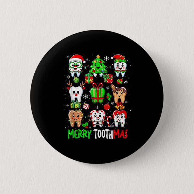 Merry Toothmas Teeth Collection Santa Reindeer Xma Button (Vorderseite)