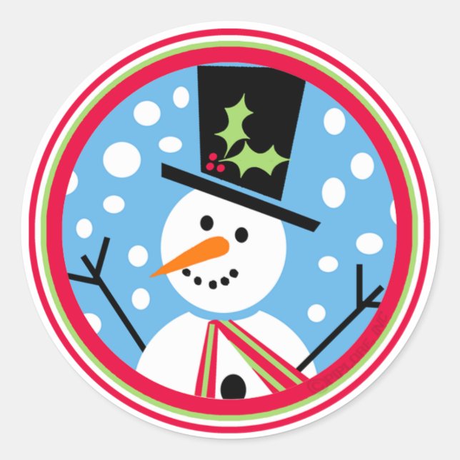 Merry Top Hat Snowman Sticker (Vorderseite)