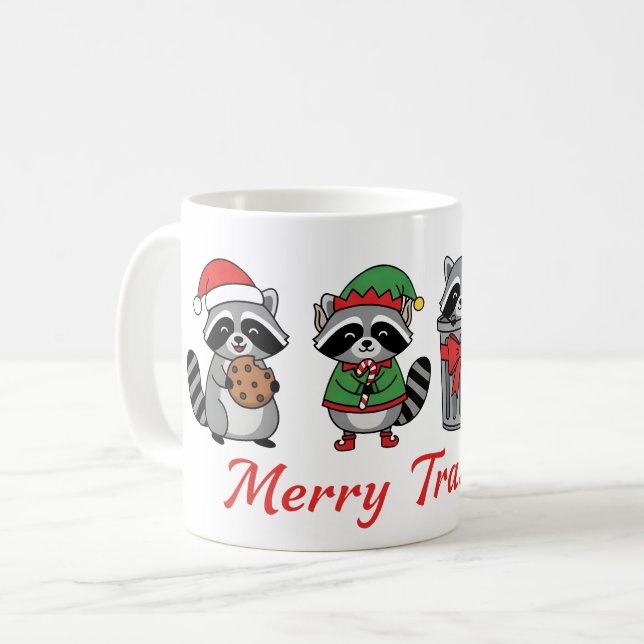 Merry Trashmas – Funny Christmas Raccoons  Kaffeetasse (Vorderseite Links)