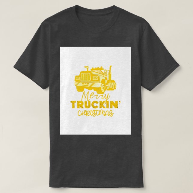 Merry Truckin Weihnachten Gelbes festes Geschenk f T-Shirt (Design vorne)