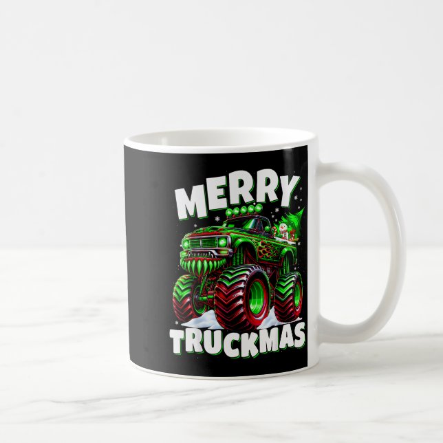 Merry Truckmas Truck Kids &amp; Boys Christmas  Kaffeetasse (Rechts)