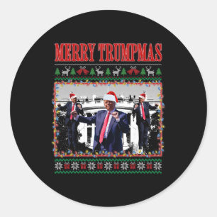 Merry Trumpmas Donald Trump Santa Family Xmas häss Runder Aufkleber