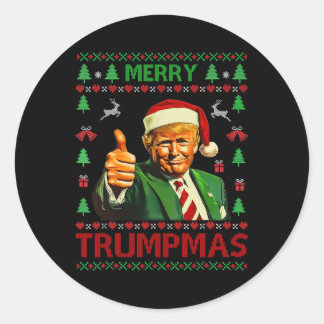 Merry Trumpmas Funny Ugly Weihnachts Sweater Best Runder Aufkleber