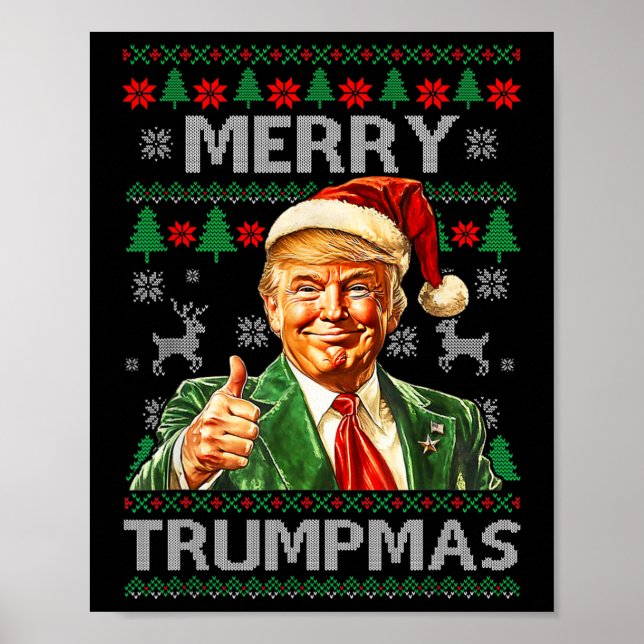 Merry Trumpmas - Weihnachtsmann Donald Trump Poster (Vorne)