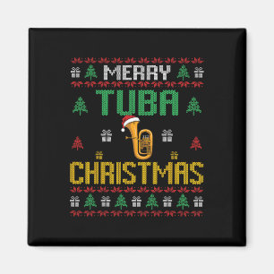 Merry Tuba Christmas Funny Tuba Player Ugly Xmas H Magnet