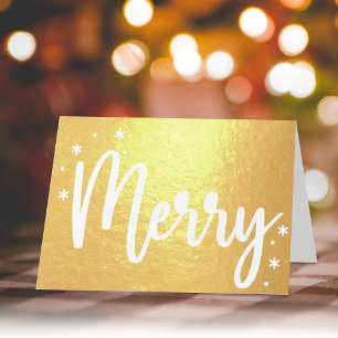 Merry Typography Script Modern Foto Christmas Folienkarte
