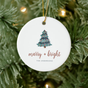 Merry und Bright Boho Christmas Tree and Foto Keramik Ornament