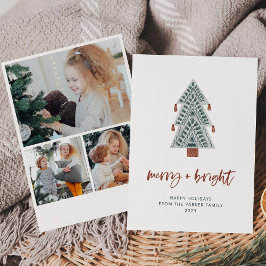 Merry und Bright | Boho Christmas Tree Multi Foto Feiertagskarte