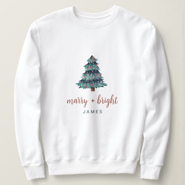 Merry und Bright | Boho Christmas Tree Sweatshirt (Design vorne)
