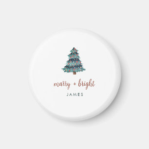 Merry und Bright Boho Christmas Tree und Script Magnet