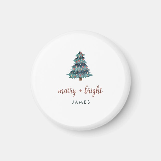 Merry und Bright | Boho Christmas Tree und Script Magnet (Vorne)