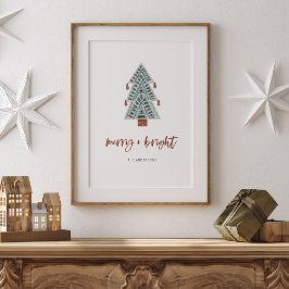 Merry und Bright | Boho Christmas Tree und Script Poster