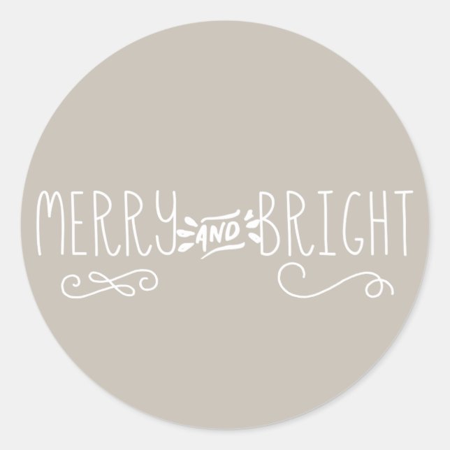 Merry und Bright Classic Round Aufkleber (Vorderseite)