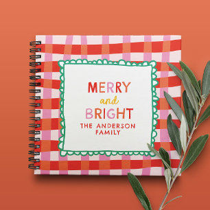 Merry und Bright Colorful Gingham individuelle Nam Notizbuch