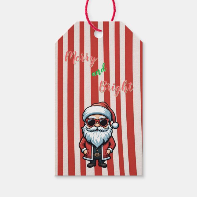 Merry und Bright Cool Santa Geschenkanhänger (Vorderseite)