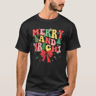 Merry und Bright Frohe Weihnachten Coquette Bow Gi T-Shirt