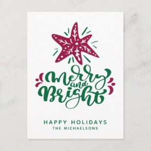Merry und Bright   Happy Holidays Postkarte