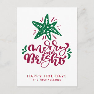 Merry und Bright   Happy Holidays Postkarte