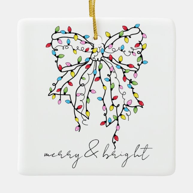 Merry und Bright Holiday Keepake Keramikornament (Vorderseite)