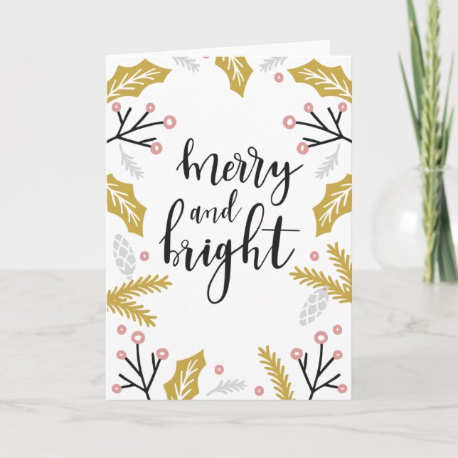 Merry und Bright Karte (Vorderseite)