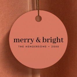 Merry und Bright | Minimalistischer Weihnachtsweic Geschenkanhänger