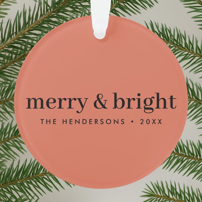 Merry und Bright | Minimalistischer Weihnachtsweic Ornament (Von Creator hochgeladen)
