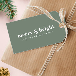 Merry und Bright | Modern Minimal Christmas Green Geschenkanhänger