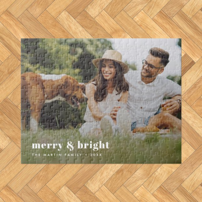 Merry und Bright | Modernes Foto Xmas Puzzle (Von Creator hochgeladen)