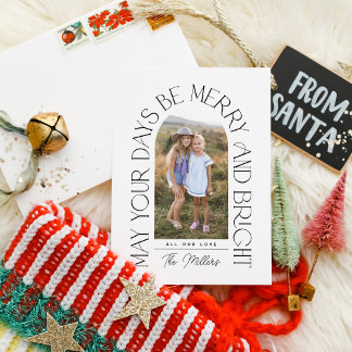 Merry und Bright | Modernes Minimalistisches Arch- Feiertagskarte