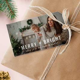 Merry und Bright | Modernes stilvolles Weihnachtsf Geschenkanhänger