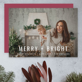Merry und Bright | Modernes, trendiges Weihnachtsf Feiertagskarte