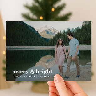 Merry und Bright Modernes Weihnachtskaffee - Fot Feiertagskarte