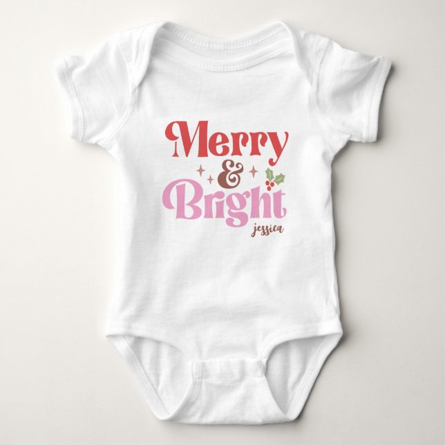 Merry und Bright Personalisiert Baby Strampler (Vorderseite)