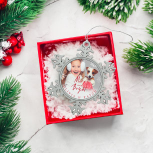 Merry und Bright   Pet Holiday Snowflake Schneeflocken Zinn-Ornament
