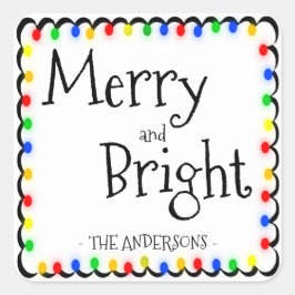 Merry und Bright Quadratischer Aufkleber