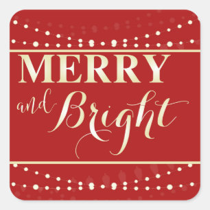 Merry und Bright Quadratischer Aufkleber