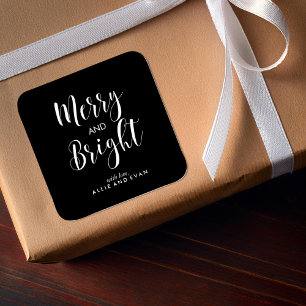 Merry und Bright Quadratischer Aufkleber