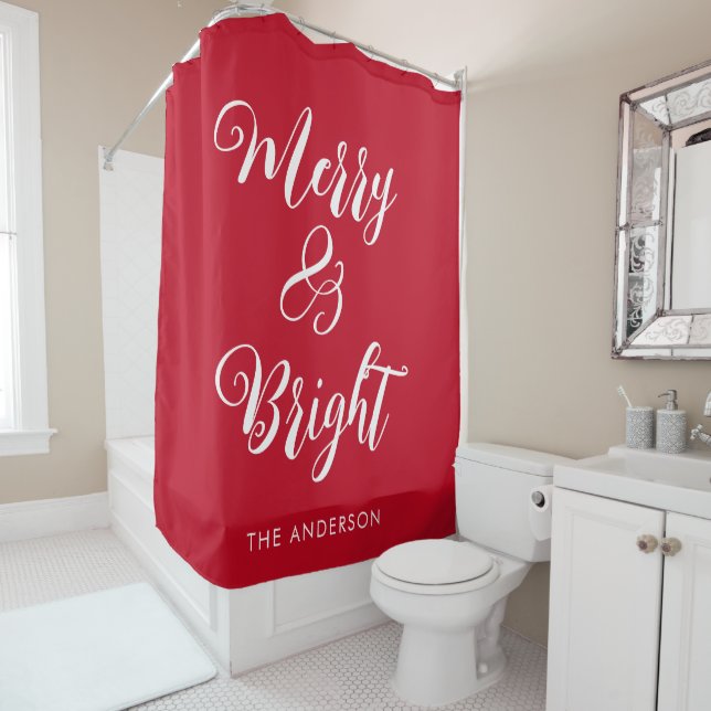 Merry und Bright Red Duschvorhang (Beispiel)