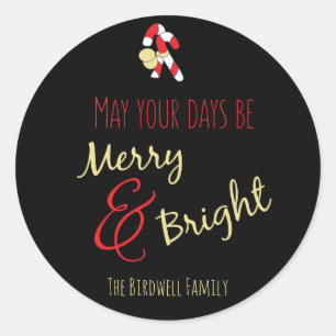 Merry und Bright Runder Aufkleber