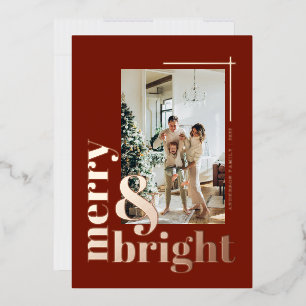 Merry und Bright Simple Foto Burnt Orange Folien Feiertagskarte