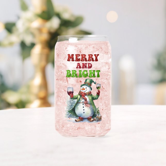 Merry und Bright Snowman Dosenglas (Insitu (Hochzeit))