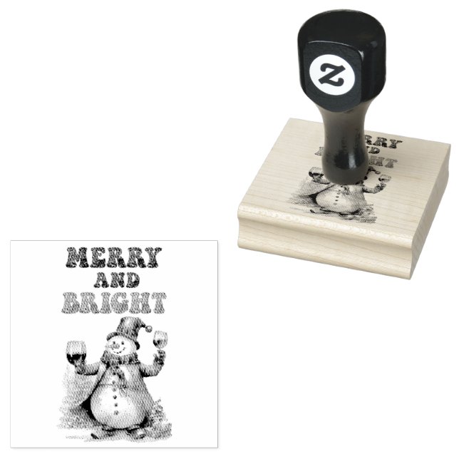 Merry und Bright Snowman Gummistempel (Stempel)