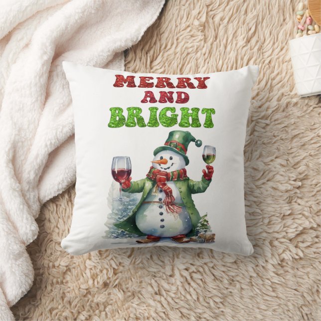 Merry und Bright Snowman Kissen (Decke)