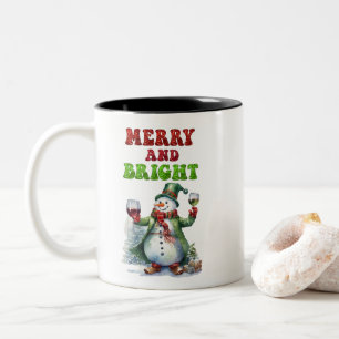 Merry und Bright Snowman Zweifarbige Tasse